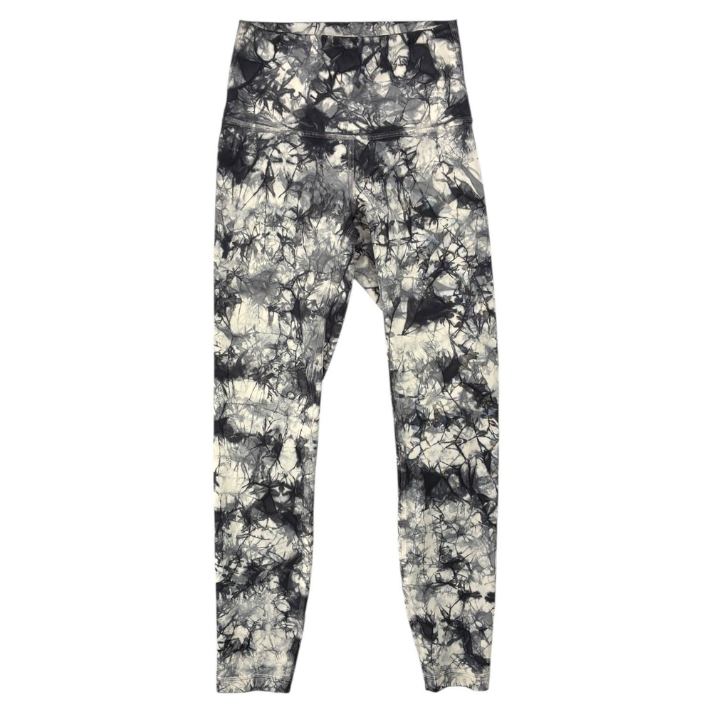 Lululemon Size 2 Black White Marble Tie Dye High‎ Rise 25 Leggings